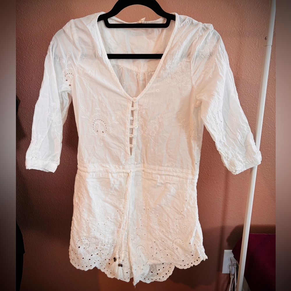 Spell - Elegant White Embroidered Women's Romper